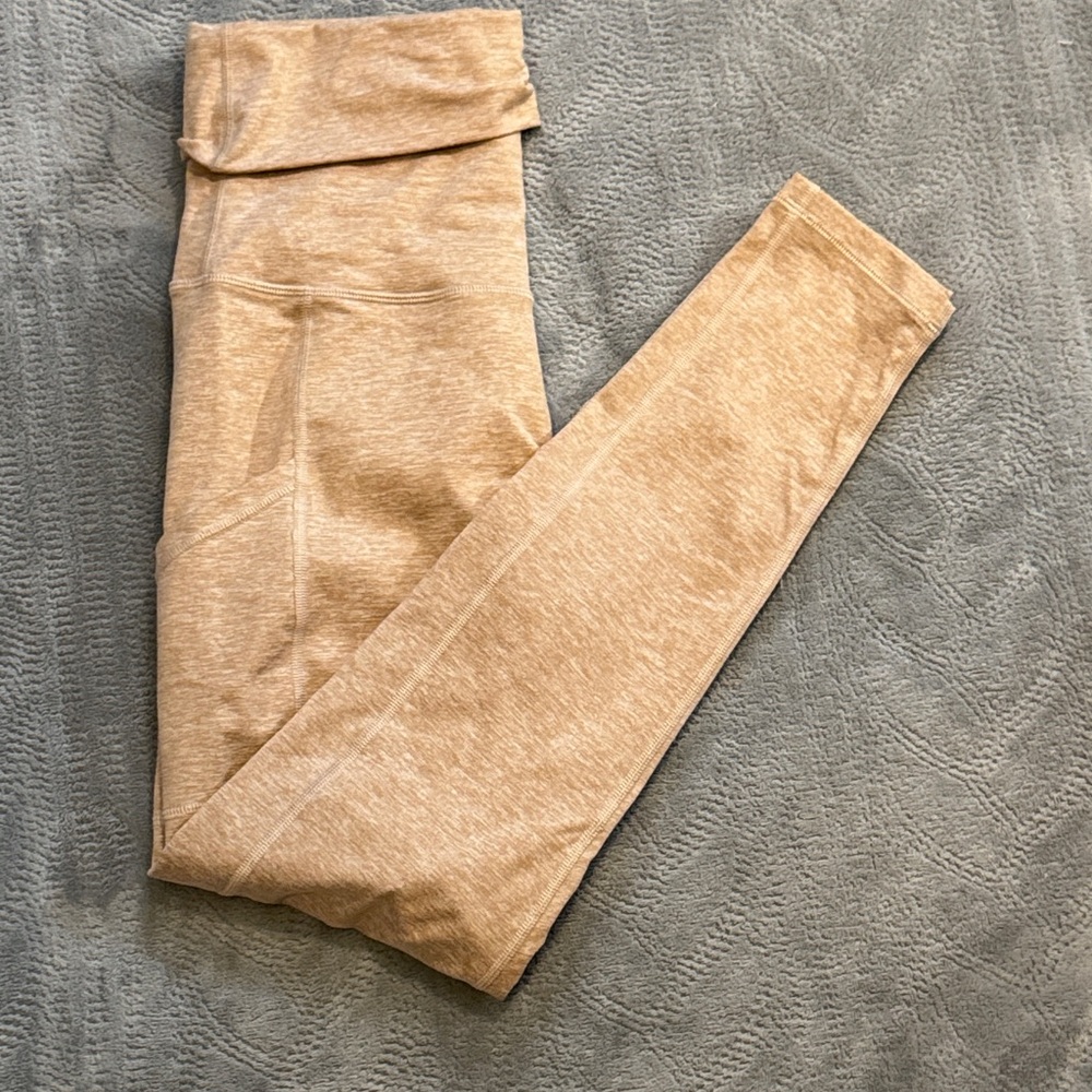 aerie High-Rise Fold-Over Waist Leggings - Tan Heather